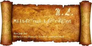Miltényi Lóránt névjegykártya